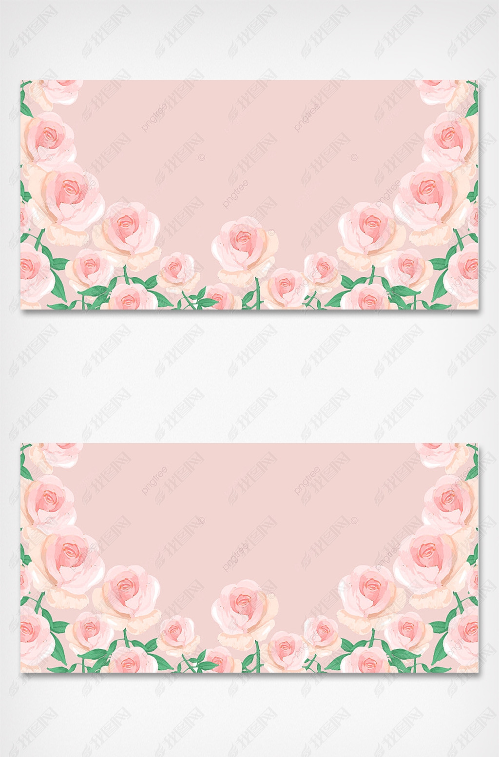 原创粉白卡通玫瑰彩铅花卉背景版权可商用