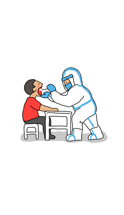 矢量手绘核酸检测咽拭子疫情防控卡通插画