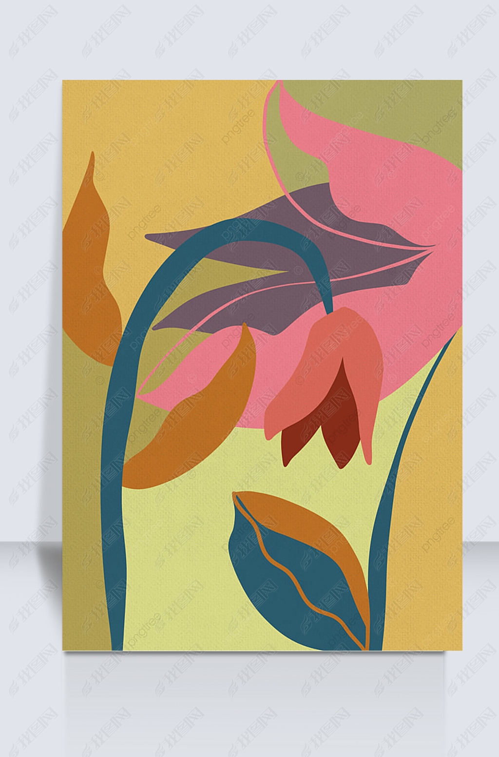 几何抽象植物色彩背景