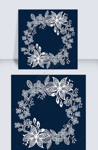 纯白的蕾丝花卉婚礼边框