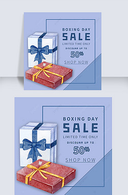 boxing day ordinary watercolor gift boxes blue discount instagram post
