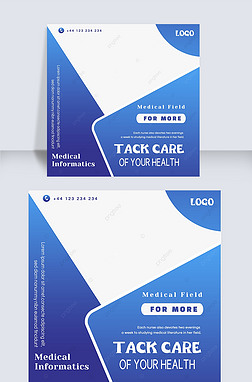 medical social media post blue gradient color geometric block