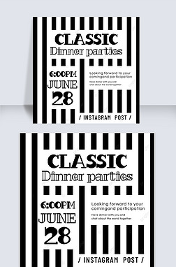 black and white dinner invitation