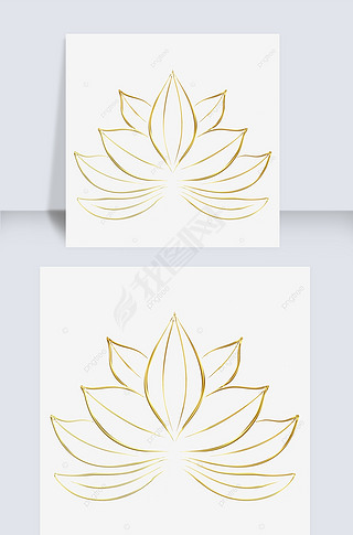 简约镂空金边莲花图标
