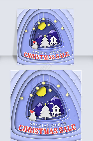 merry christmas cartoon paper cut style snowman purple instagram post