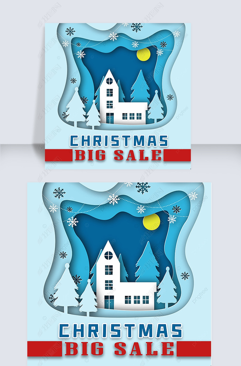 merry christmas cartoon paper cut style snowbig sale instagram post