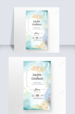teal watercolor plant wedding invitation vertical instagram story