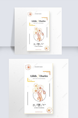 poppy line draft wedding invitation vertical instagram story