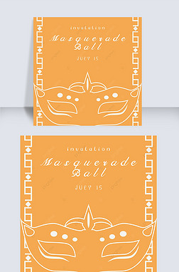 orange geometric line masquerade invitation