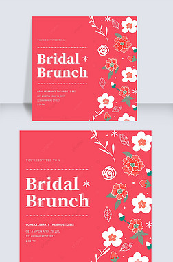 red flowers bridal shower invitation instagram story