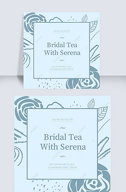 blue flower background bridal shower invitation instagram story