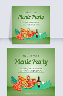picnic party invitation instagram post