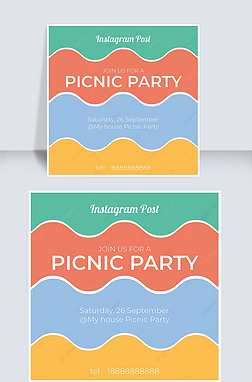 cartoon picnic party instagram post