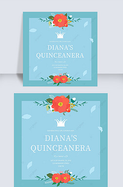 blue flowers border quinceanera invitation instagram post
