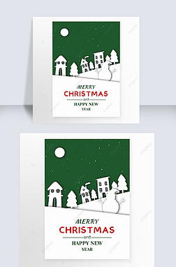 merry christmas paper cut style snowman green greeting card