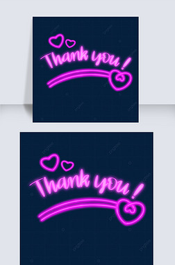 neon thank you pink loving heart