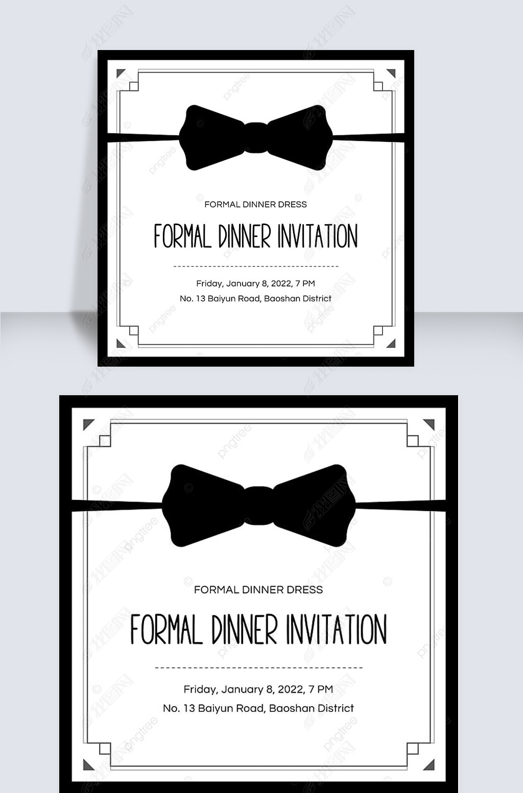 black bow tie dinner invitation instagram post
