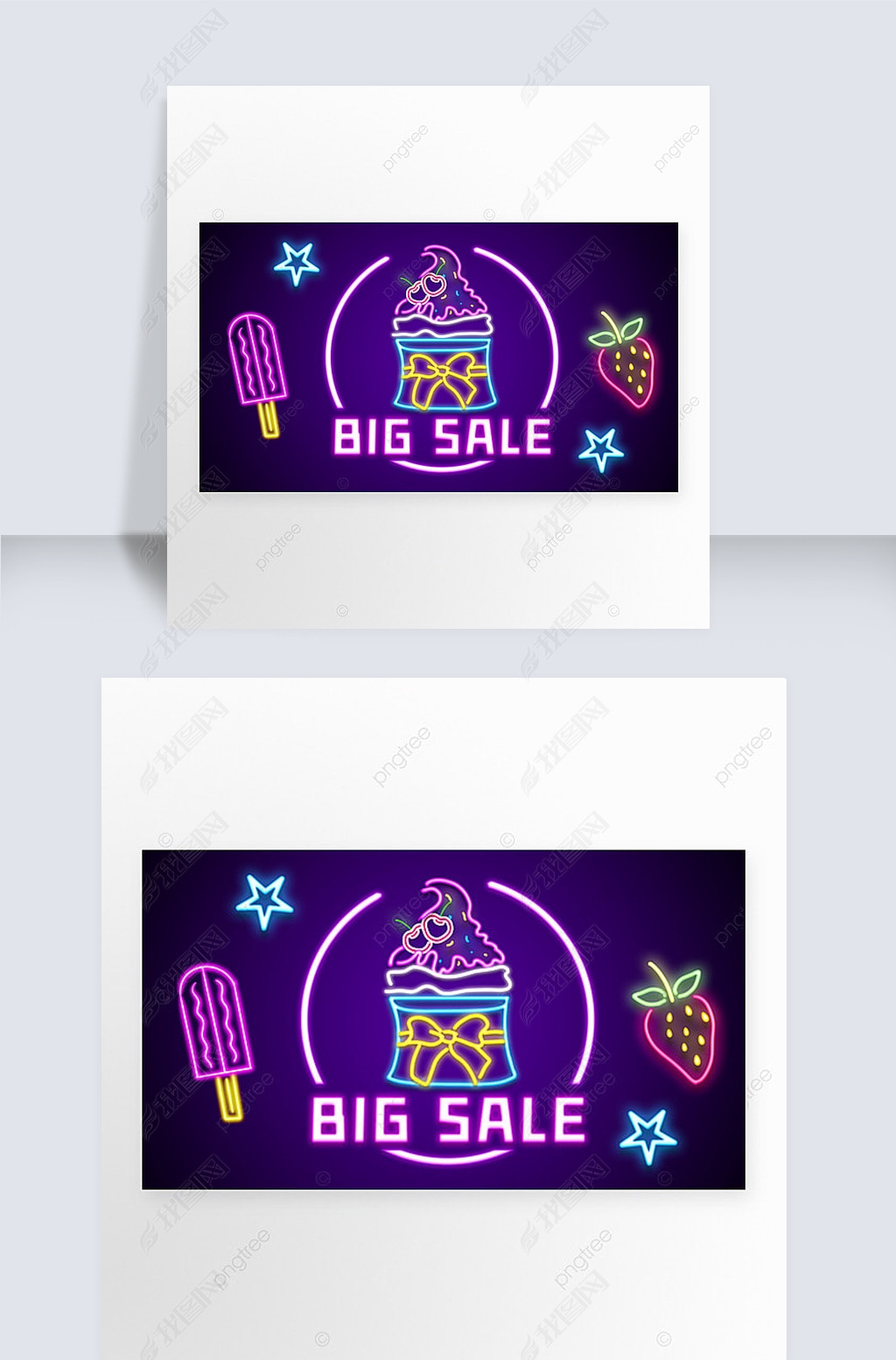 neon light effect ice cream sales creative contracted banner