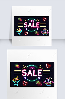 neon light effect ice cream sales creative banner