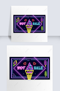 neon light effect ice cream sales contracted creative banner