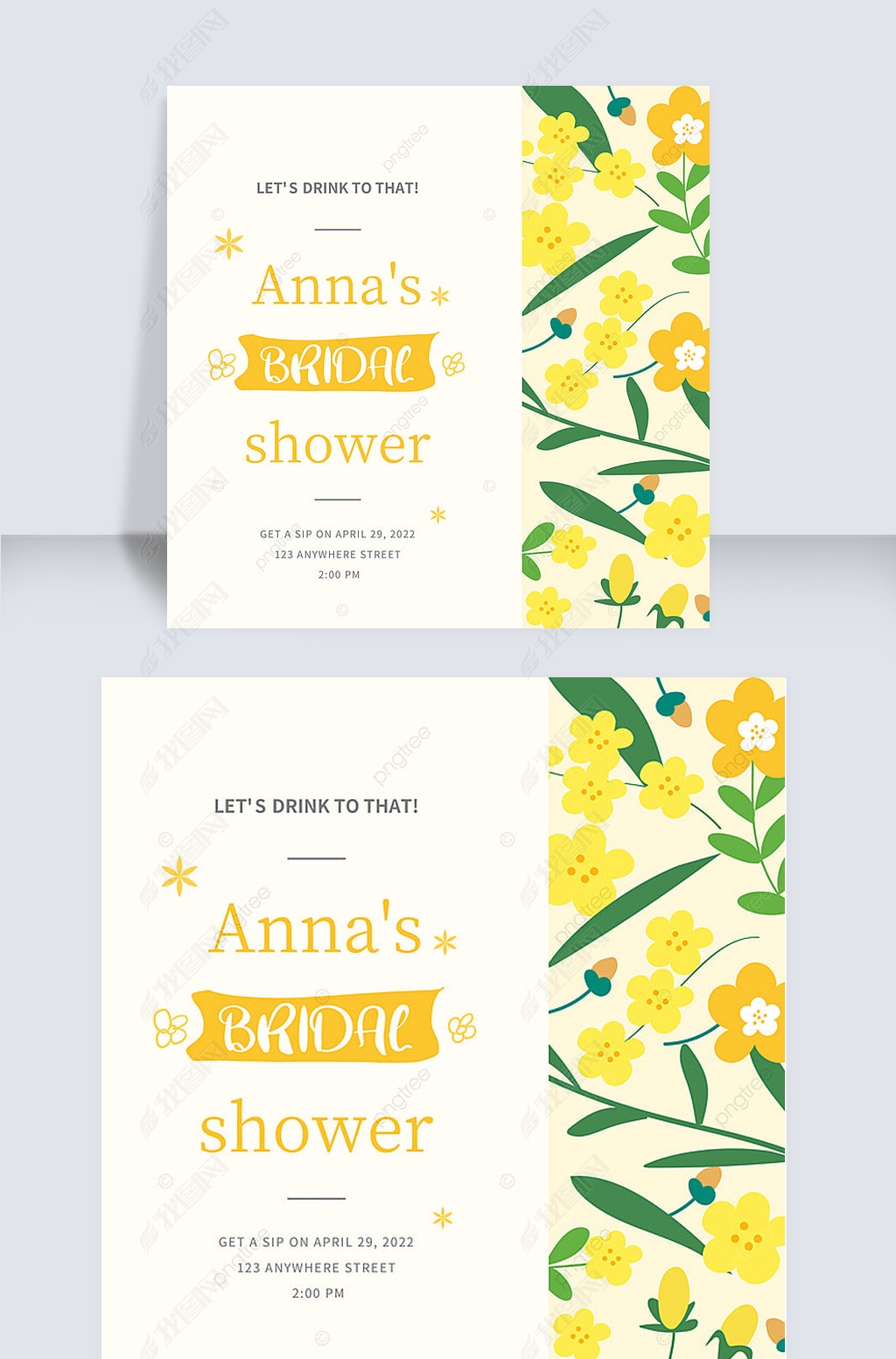 yellow flower bridal shower invites instagram story