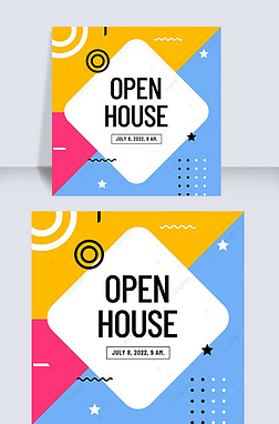 geometric style house open day instagram post