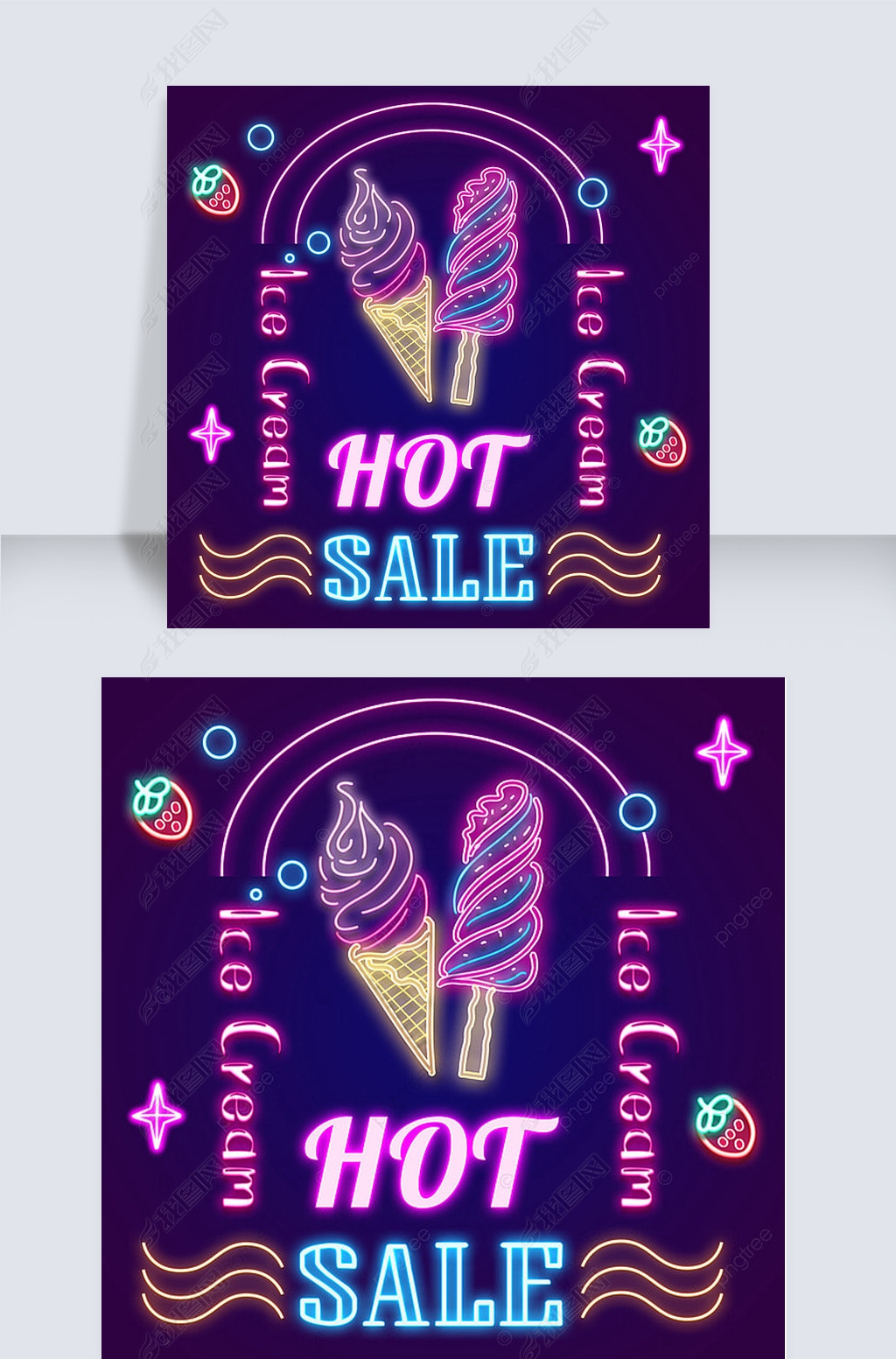 neon light effect ice cream sales creative instagram post