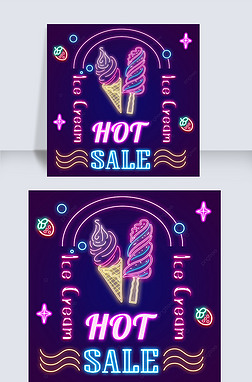 neon light effect ice cream sales creative instagram post