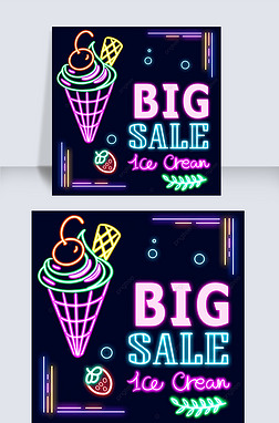 neon light effect ice cream sales instagram post