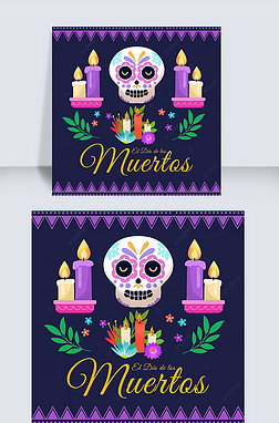 day of the dead purple and geometry social media post