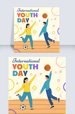 international youth day contracted cartoon social media post