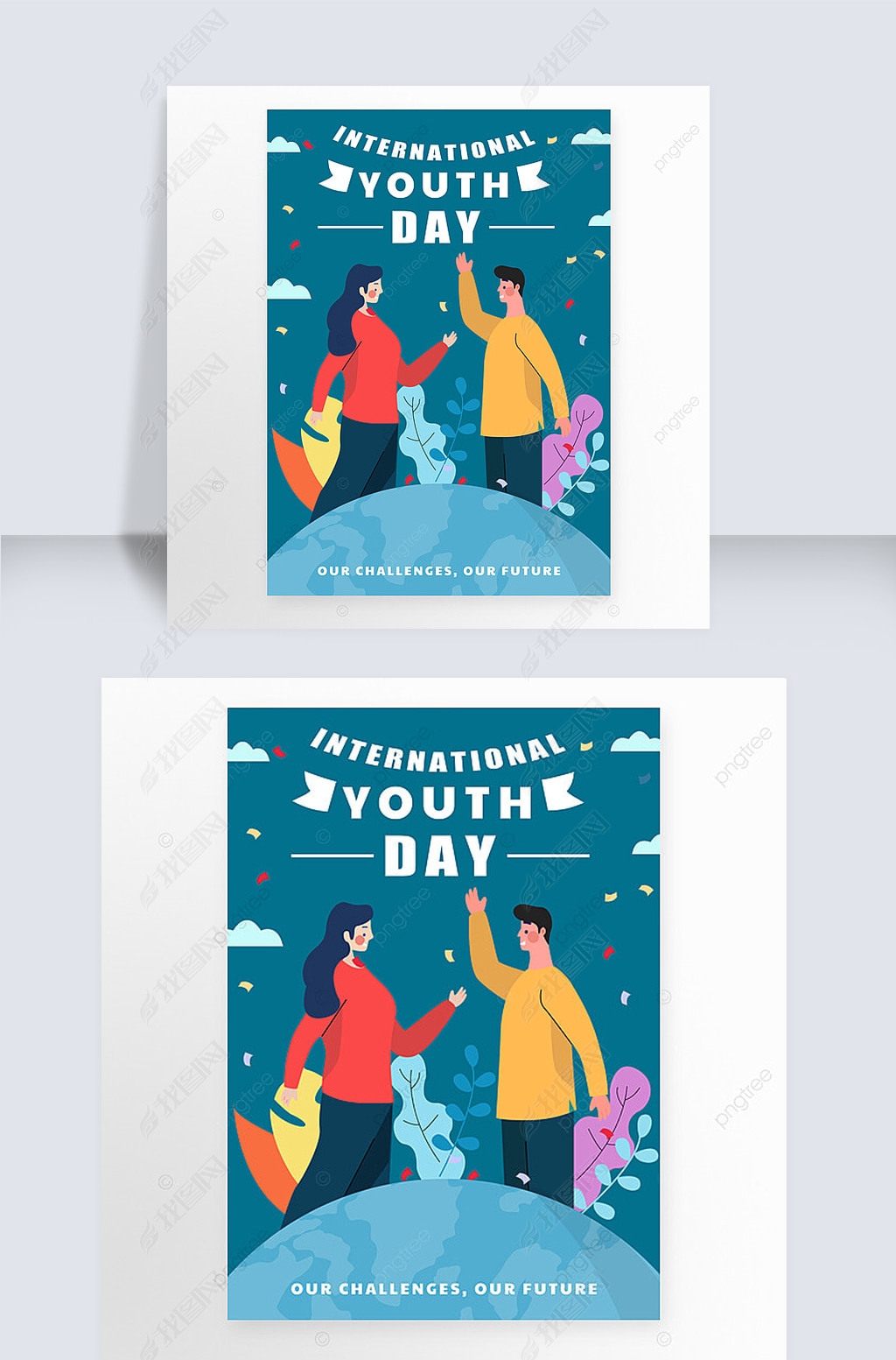 international youth day turquoise contracted card