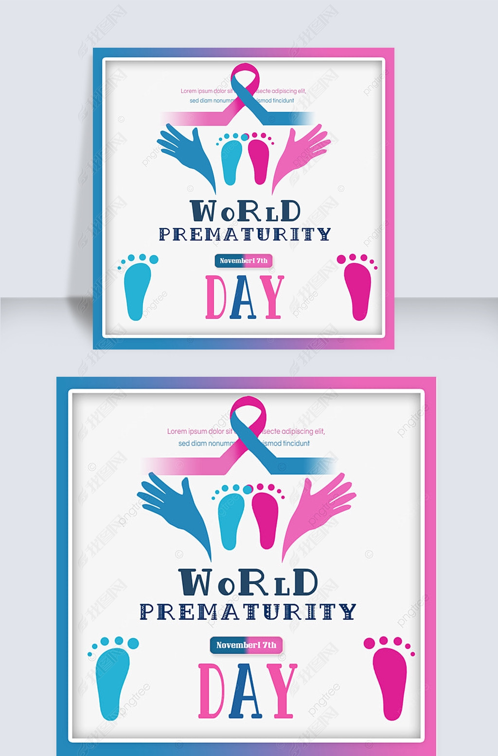red and blue footprints world prematurity day