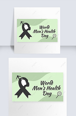 men s health day male logo and magnifier cartoon green web banner