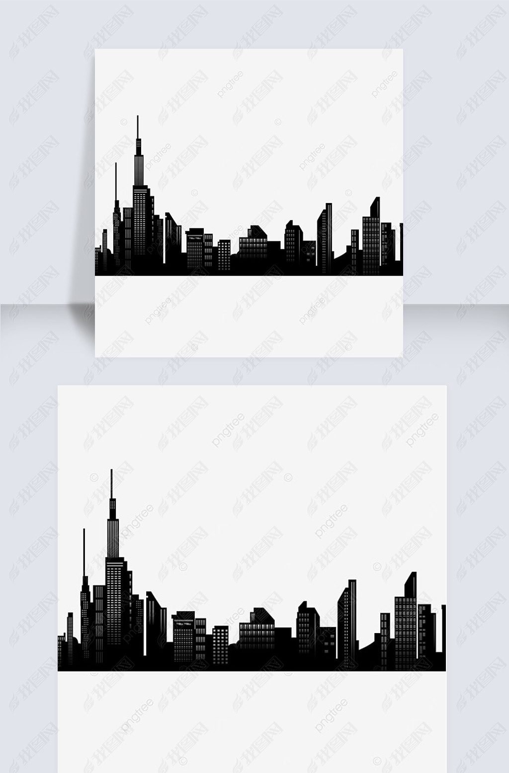 高楼大厦天际线黑色建筑剪影