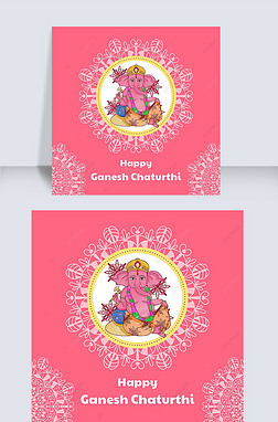 ganesh chaturthi pink pattern social media post