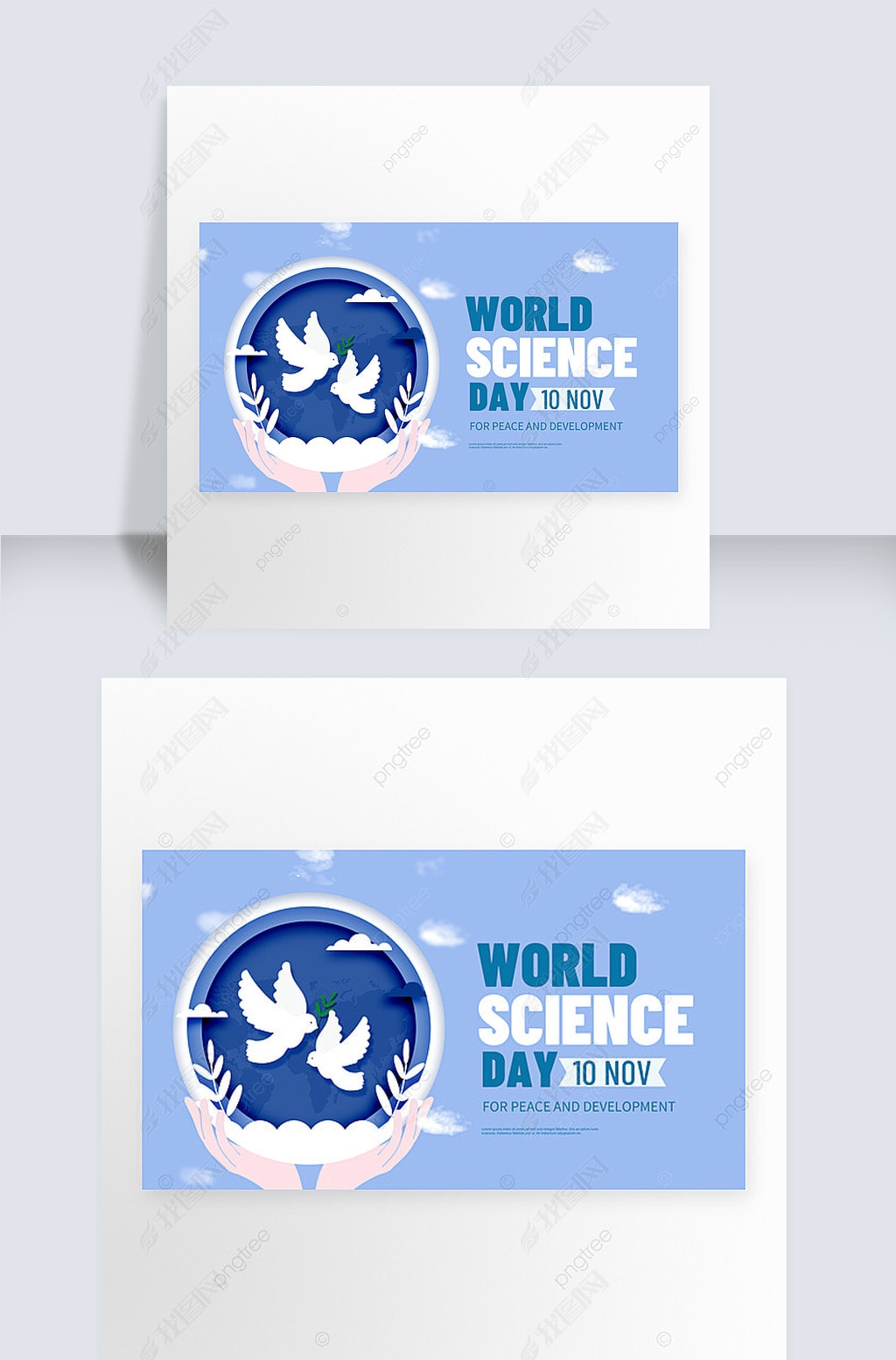 paper cutting world science day for peace and development banner