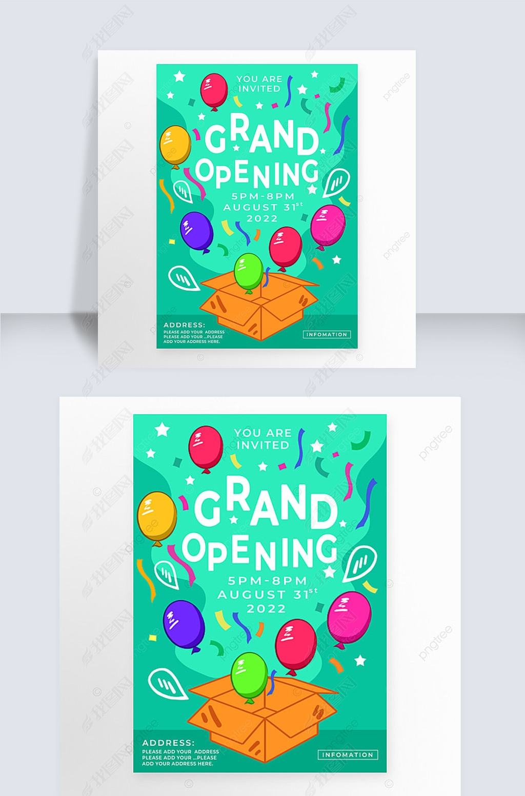 彩色气球卡通风格开业庆祝活动传单