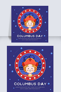 columbus day purple and cartoon social media post