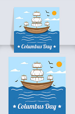 columbus day social fun and cartoon media post