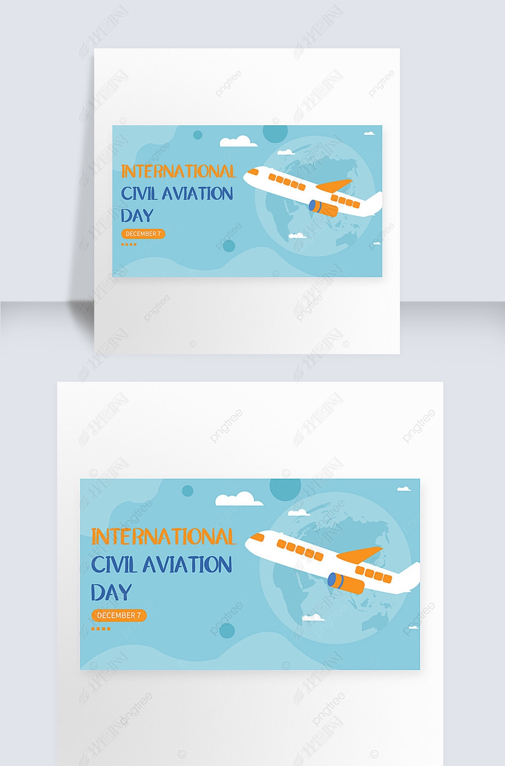 blue international civil iation day banner