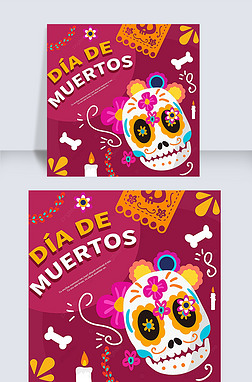 red pattern skull mexico day of the dead social media