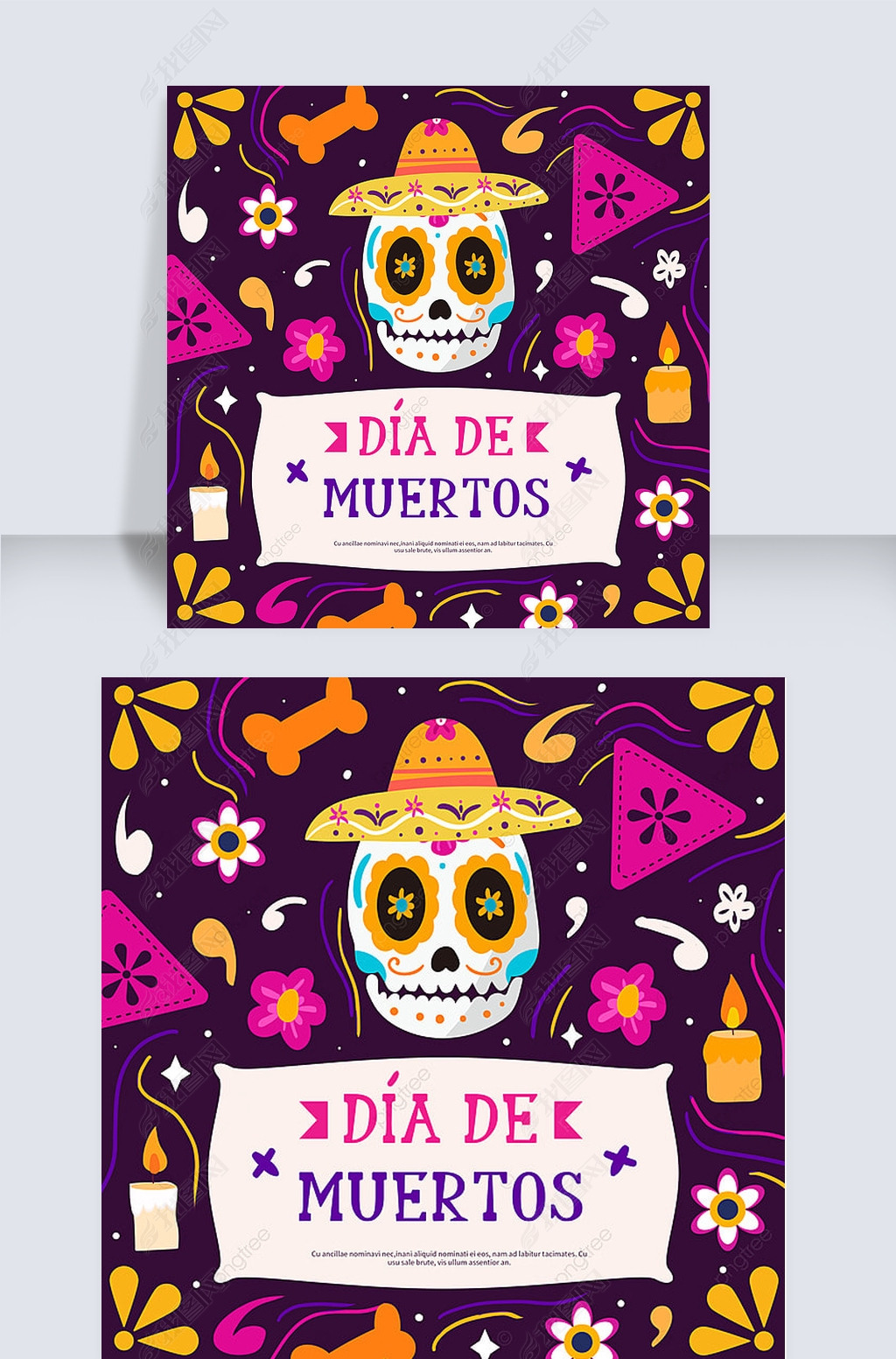 hand drawn colorful pattern mexican day of the dead banner