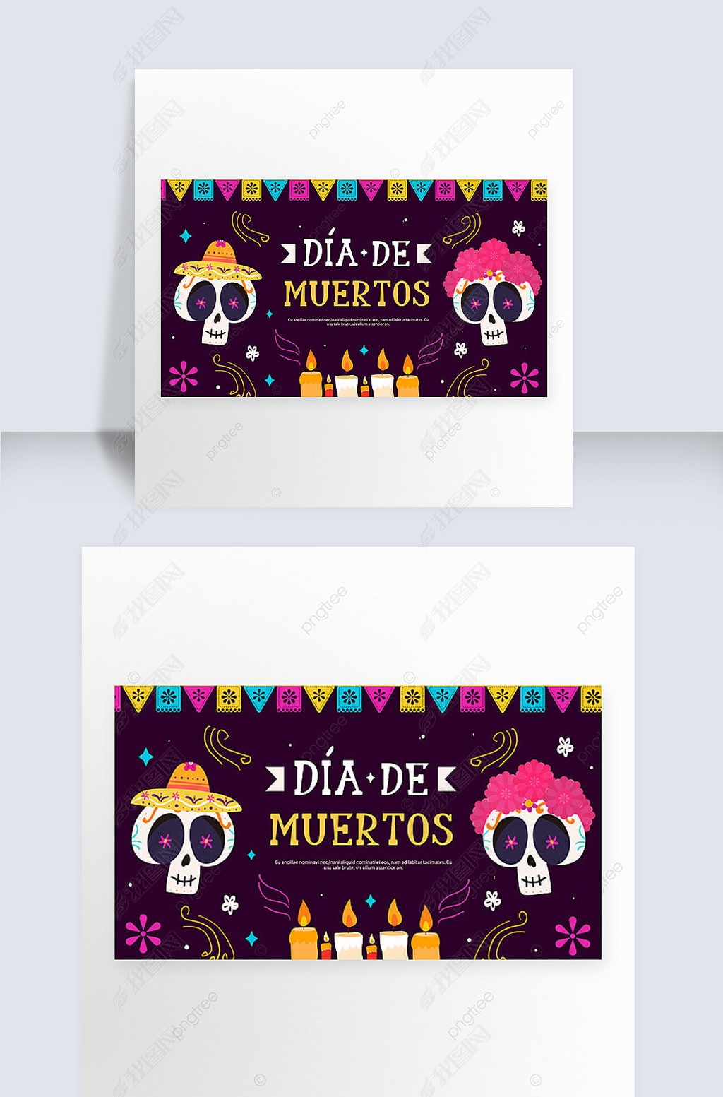 pattern skull mexican day of the dead banner