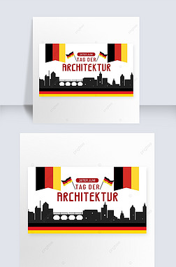 german architecture day cartoon and simplicity banner