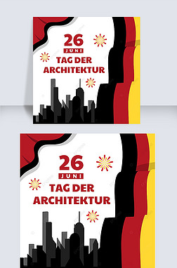 german architecture day cartoon and simplicity social media post