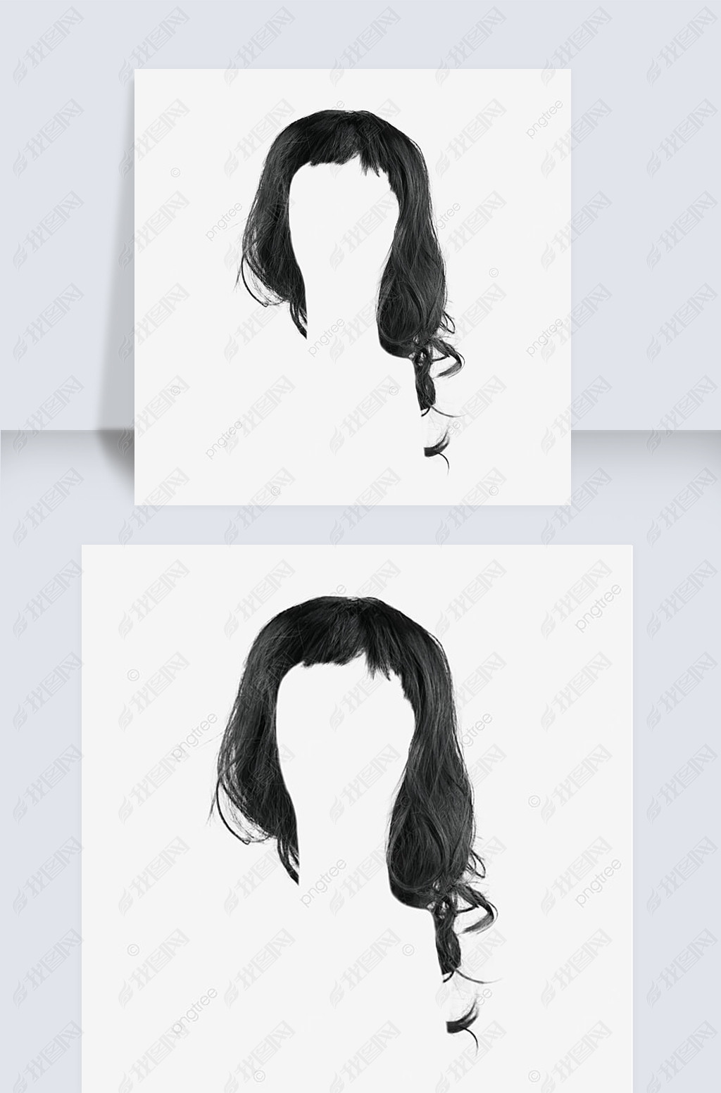 原创头发女士假发黑发毛发版权可商用