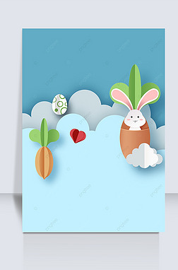 蓝色卡通兔子白云壁纸