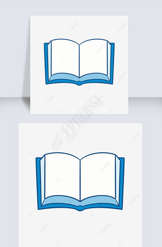 一本打开的蓝色卡通书