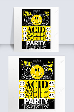 flat yellow acid re emoji poster template